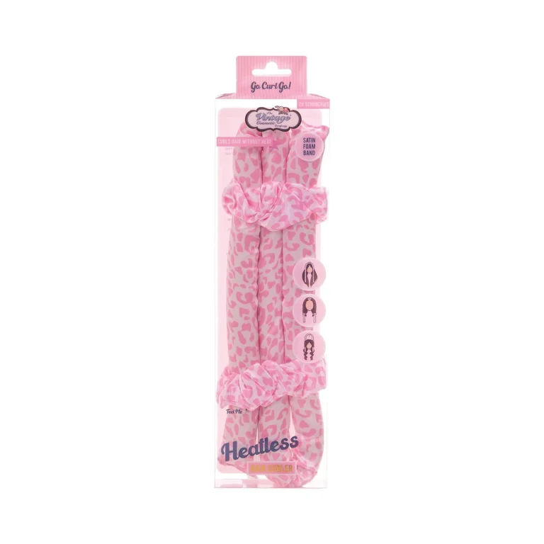 The Vintage Cosmetic – Heatless Satin Foam Curler Pink Leopard